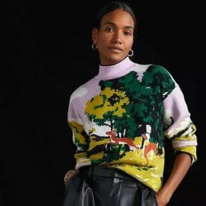 Nwt Anthropologie Maeve Graphic Deer Print Sweater.